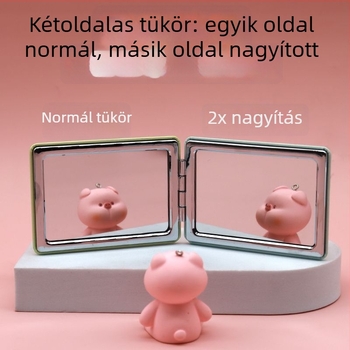 Hercegnő-stílusú összecsukható sminktükör, kétoldalas: normál és nagyított oldal; keret PU/PS/PVC; lencse árnyékolt; forma négyzetes vagy kerek; alkalmas hálószobába vagy fürdőszobába