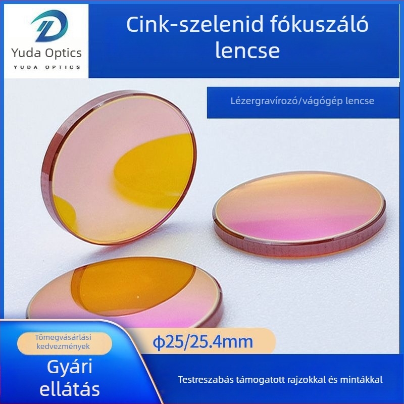 CO2 ZnSe fókuszlencse nagy teljesítményű lézerhez, φ25 mm átmérő, gravírozáshoz és vágáshoz