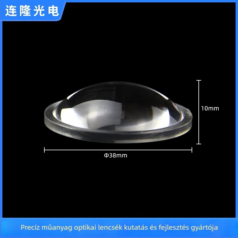 PMMA lencse elemlámpához és projektorhoz, plano-convex kialakítás, 12.5 mm fókusztávolság, 6–60° sugárzási szög, 90% átengedés, modell L-069