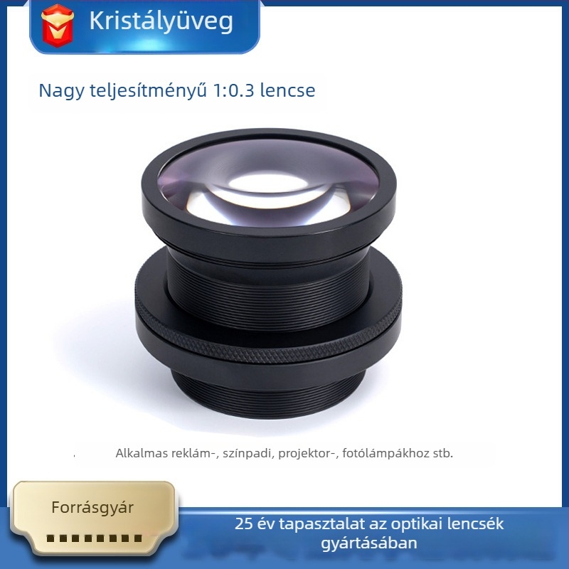Nagy teljesítményű 1:0.3 lencse, 67 mm átmérőjű vetítőobjektív, HD vetítő lámpa színpadi világításhoz