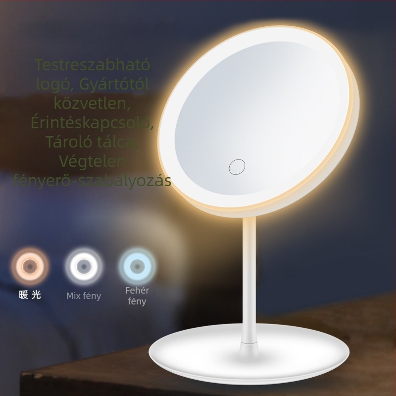 LED világítású sminktükör – Rongfa, műanyag keret, 36 db, logó nyomtatás, testreszabás