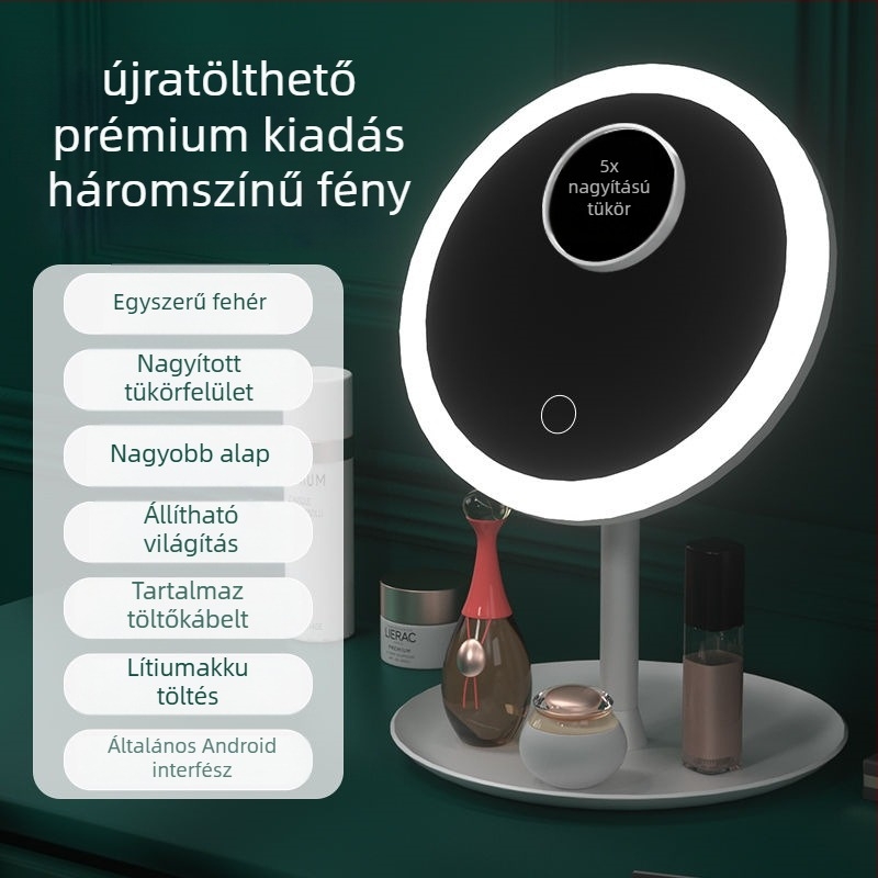 LED világítású sminktükör – Rongfa, műanyag keret, 36 db, logó nyomtatás, testreszabás