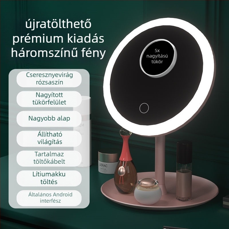 LED világítású sminktükör – Rongfa, műanyag keret, 36 db, logó nyomtatás, testreszabás