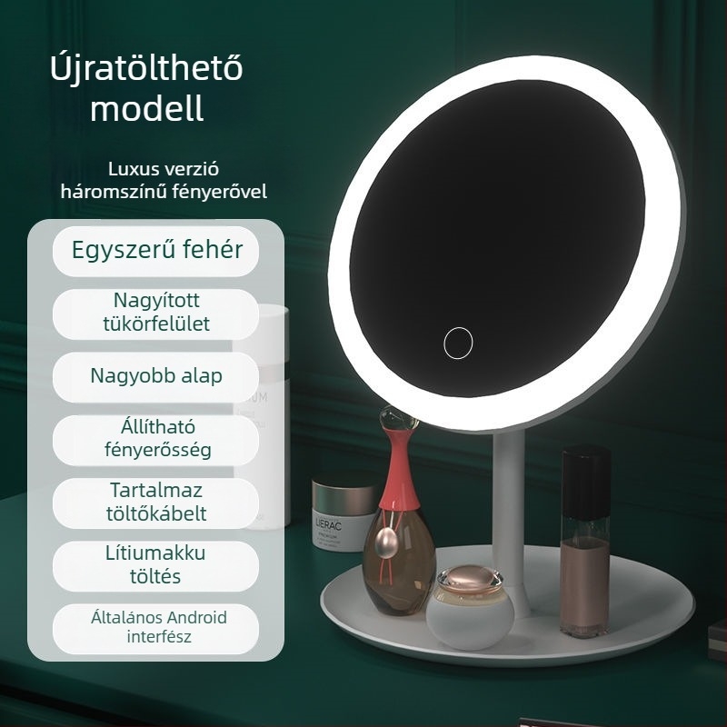 LED világítású sminktükör – Rongfa, műanyag keret, 36 db, logó nyomtatás, testreszabás