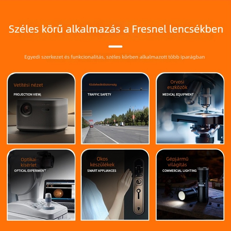 Akril Fresnel-lencse, 27 mm fókusz, kondenzátor a fókuszáláshoz, méretre vágás