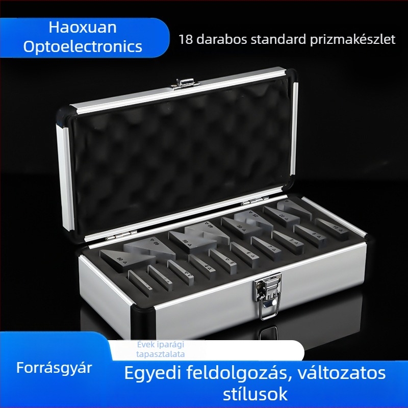 Szemészeti strabizmus prizmas készlet vizsgálatra és korrekcióra, többszögű dőprizmás készlet, prizmablokk standard, 18 darab