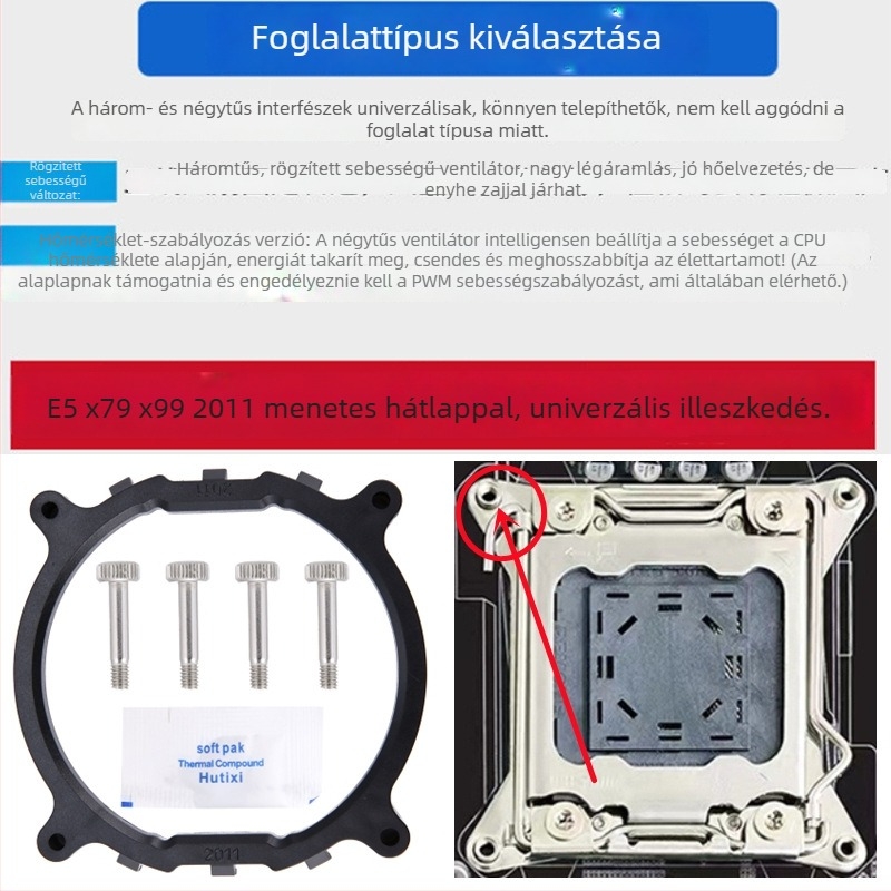 CPU hűtő levegőhűtéses, hat hőcsővel, torony-stílusú X79/X99, ARGB prizma, 12 cm-es csendes PWM ventilátor