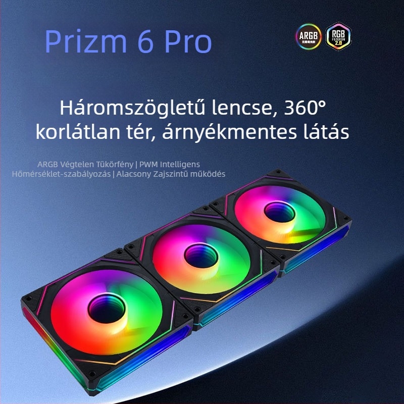 PC ház hűtőventilátora ARGB világítással, PWM szinkronos vezérléssel, intelligens hőmérséklet-szabályozás, hidraulikus csapágy, levegőhűtés