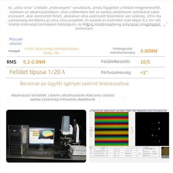 Kvarc üveg sík tükrök optikai eszközökhöz, nagy teljesítményű lézervédő fóliával, több méretben