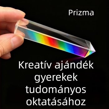 K9 optikai üveg háromszögprizma – refrakciós oktatóeszköz, didaktikus, fény színeinek szétszóródása