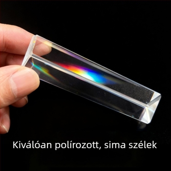 K9 optikai üveg háromszögprizma – refrakciós oktatóeszköz, didaktikus, fény színeinek szétszóródása