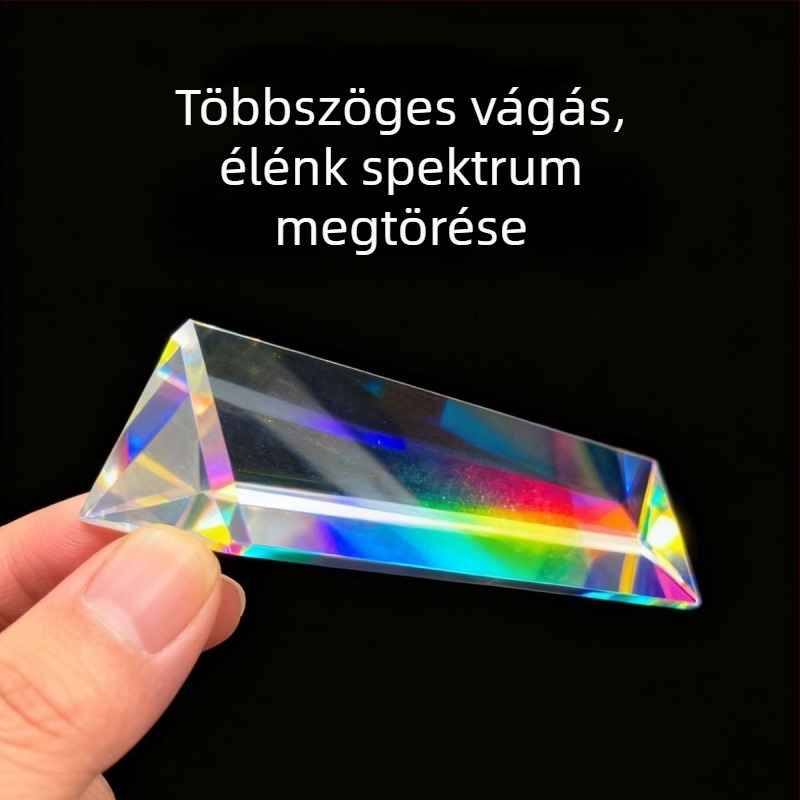 K9 optikai üveg háromszögprizma – refrakciós oktatóeszköz, didaktikus, fény színeinek szétszóródása
