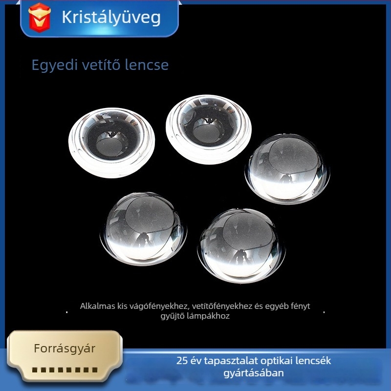 20 mm átmérőjű szférikus lencse, plano-konvex lencse, fény fókuszálására szolgáló kondenzátor