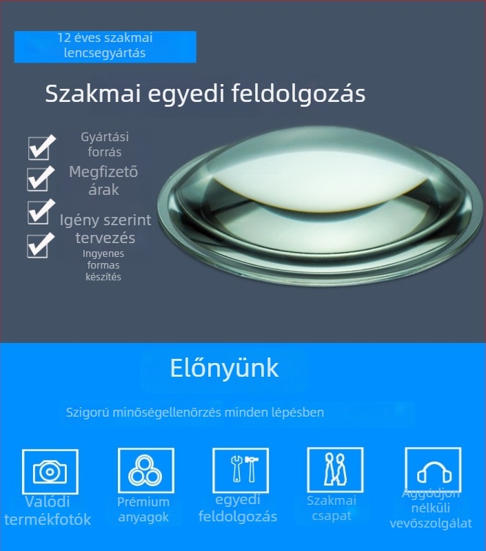 100 mm-es optikai COB lencse LED utcai és ipari/bányász lámpákhoz bevonat opcióval