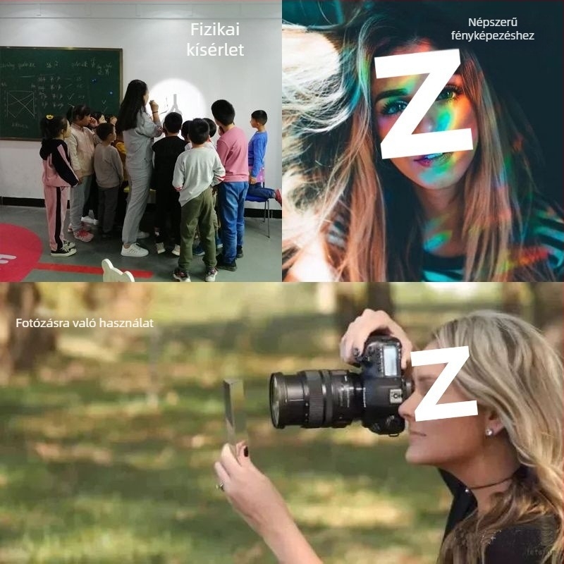 Háromszög alakú prisma optikai üvegből fizikai kísérletekhez