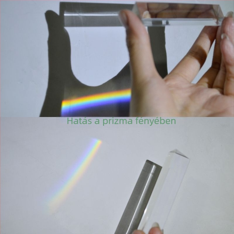 Háromszög alakú prisma optikai üvegből fizikai kísérletekhez