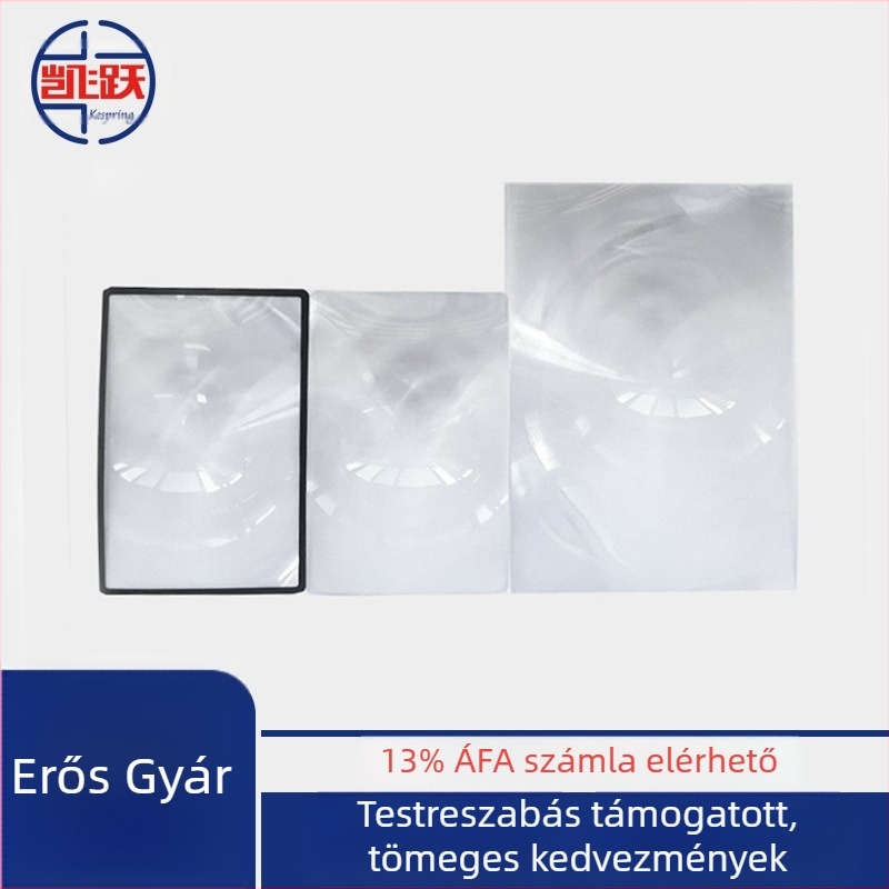 Fresnel optikai lencse, 180 × 120 mm, 3x nagyítás, ultra vékony PVC nagyító kártya sík olvasáshoz