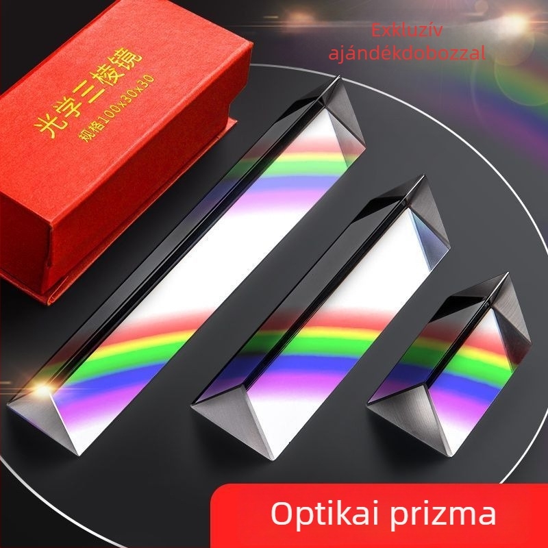 Prizma kaleidoszkóp optikai üvegből, fizikai kísérletekhez – ajándékdobozban