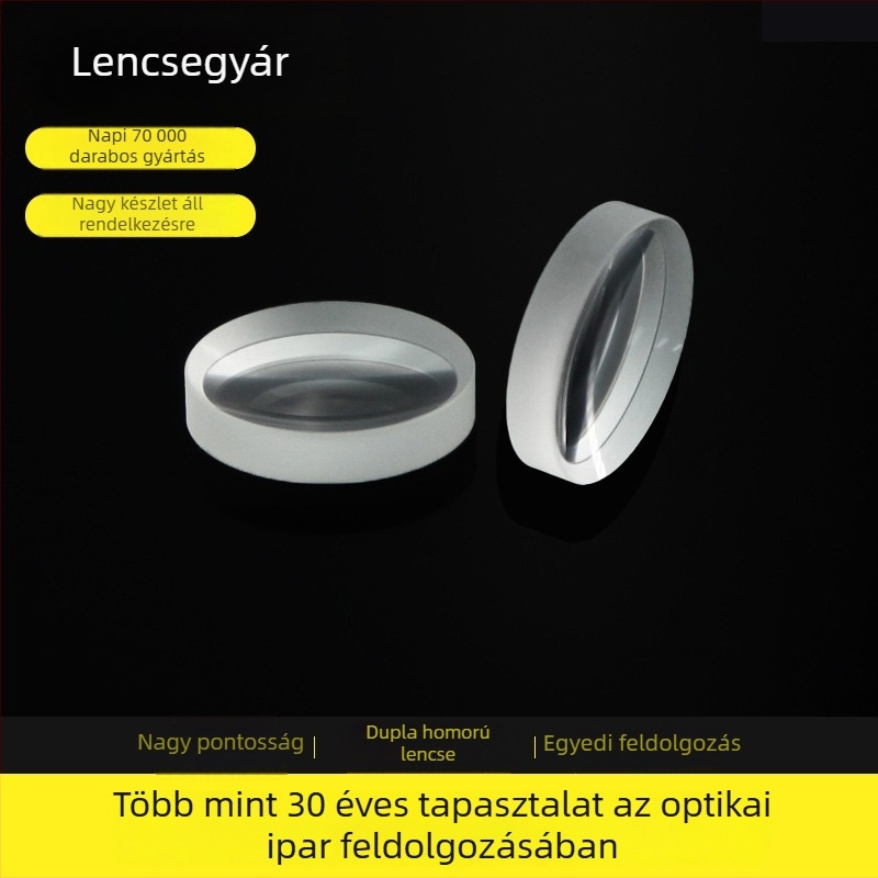 Kettős konkáv lencse, konkáv-konvex lencse, nagyító, optikai készlet, K9 üveglencse, lézerlencse, magas pontosság