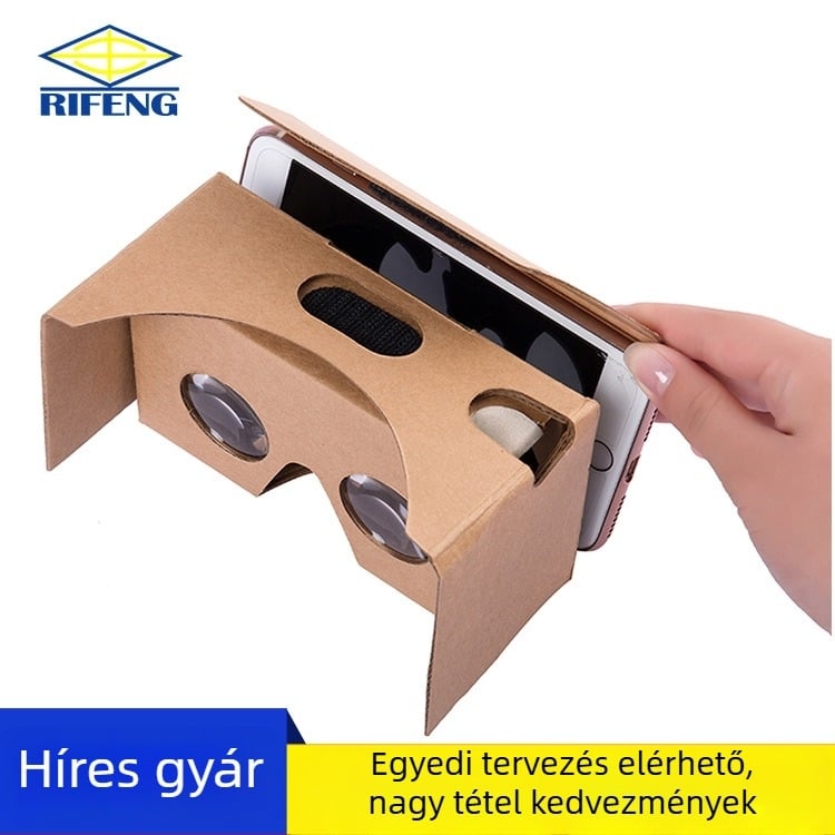 RF-A033 Karton VR szemüveg akril lencsével — testreszabható, csomagolás 100 darab, alkalmas otthoni mozihoz és rendezvényekre szánt ajándékokhoz.