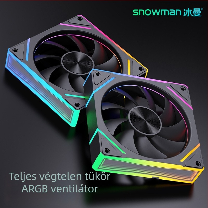 Snowman EK120-ARGB házventilátor ARGB szinkronizációval, hidraulikus csapágy, 12V, 800–1600 RPM, 15–20 dBA