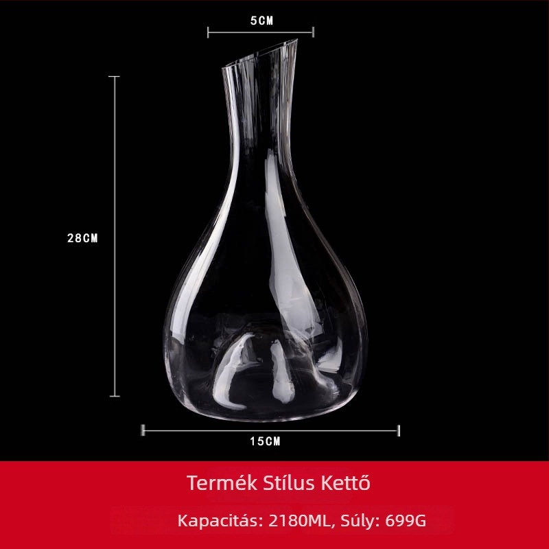 Hengmao kristály dekantáló ferde kifolyóval, csíkos prizmás mintázat, 1000 ml feletti kapacitás