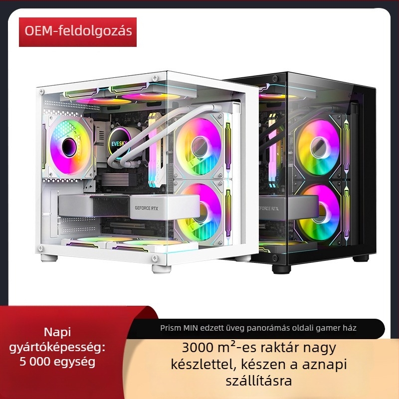 Prism mini asztali számítógép ház, SECC lemez, MicroATX kompatibilis, USB 3.0 elülső csatlakozó, függőleges kivitel, tápegység alsó pozícióban