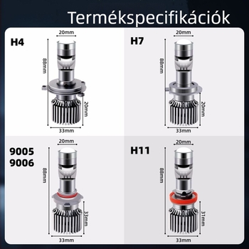 LED autófényszóró L40 lencsével, H4 kompatibilis, 33W 12V, IP68, 5000-8000 lm