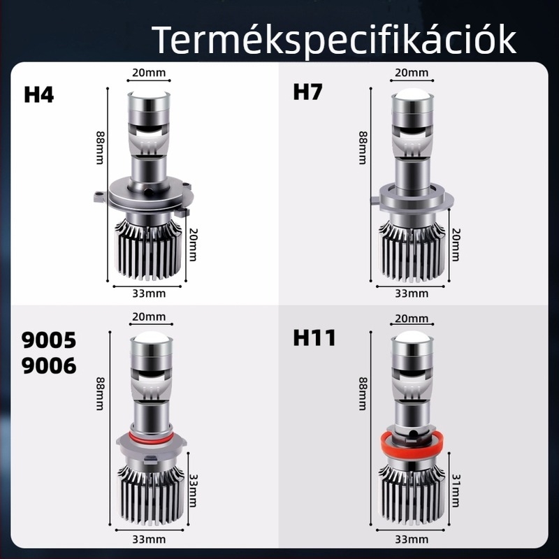 LED autófényszóró L40 lencsével, H4 kompatibilis, 33W 12V, IP68, 5000-8000 lm