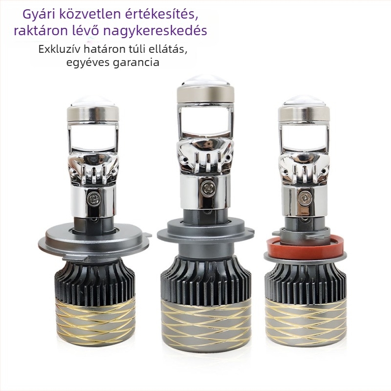 A81 univerzális LED autó lámpa, H4-H7 kettős fényű lencsével, 3800LM, 12V, alumínium ötvözet