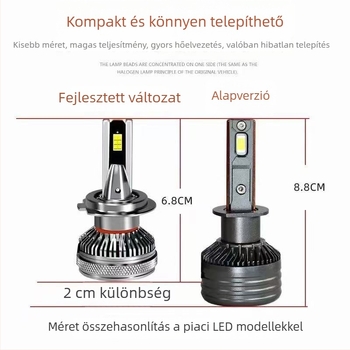 H7 LED Autófényszóró kettős rézcsővel, integrált Lencsével a távoli és közeli fényszóráshoz, 60W 12V 6000 lm, IP68, repülőgépipari alumínium