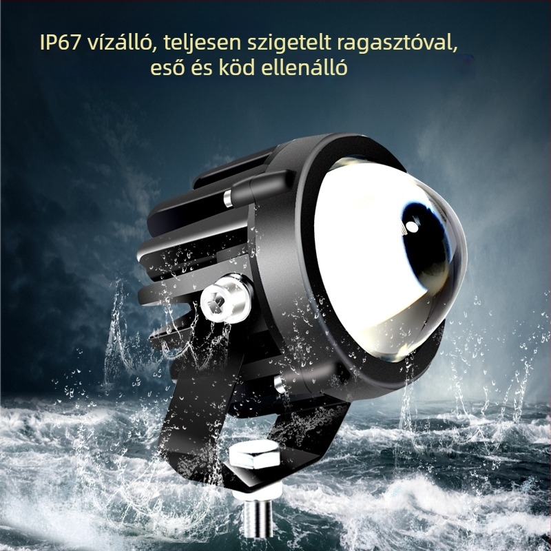 Autó LED reflektor hosszú hatótávolságú lézerrel és átlátszó tükörrel – terepjármű grille felújítás (60W, 12-24V, TP20, 3000h)