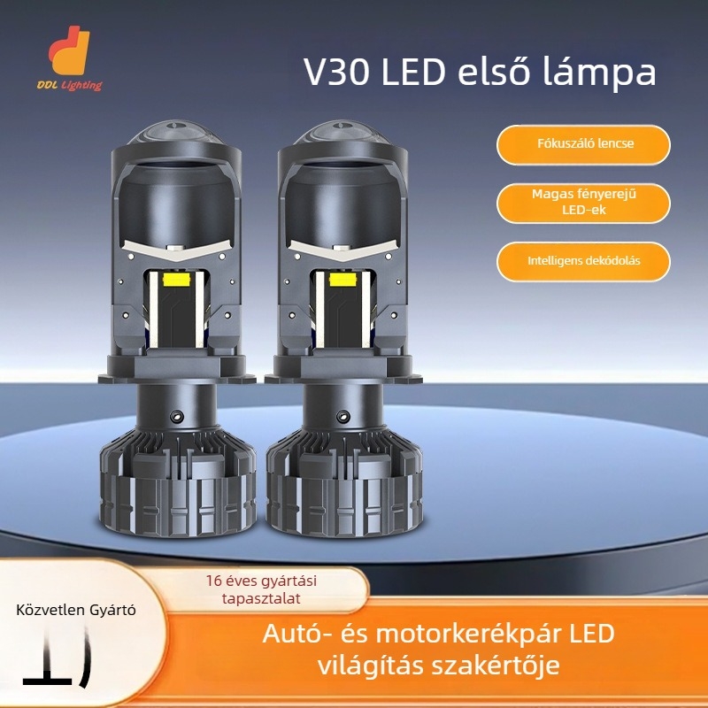 V30 H4 integrált autó világítás nagy teljesítménnyel, fisheye lencsével, 70W, 9-60V, 7000LM, IP68