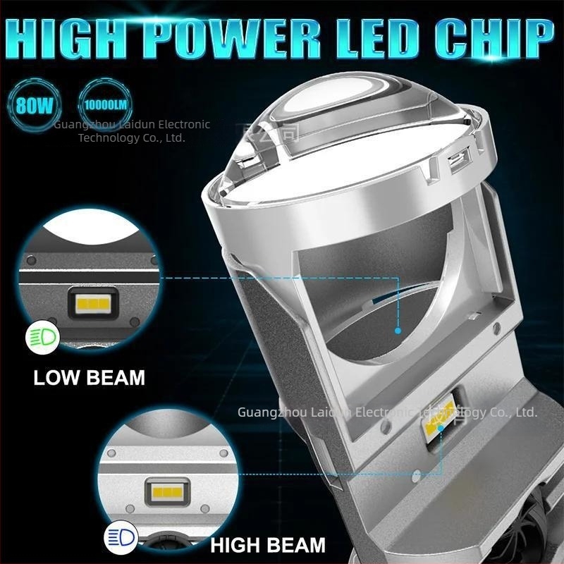 H4 LED fényszóró lencsével, bi-LED lencsével, plug-and-play telepítés, nagy fényerő, 55W, 12V, 5800 lm