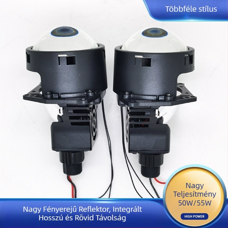 LED elsőfény dupla lencsével, 3,0 hüvelyk, 12V, 6500 lm, univerzális modell, közel- és távoli fény