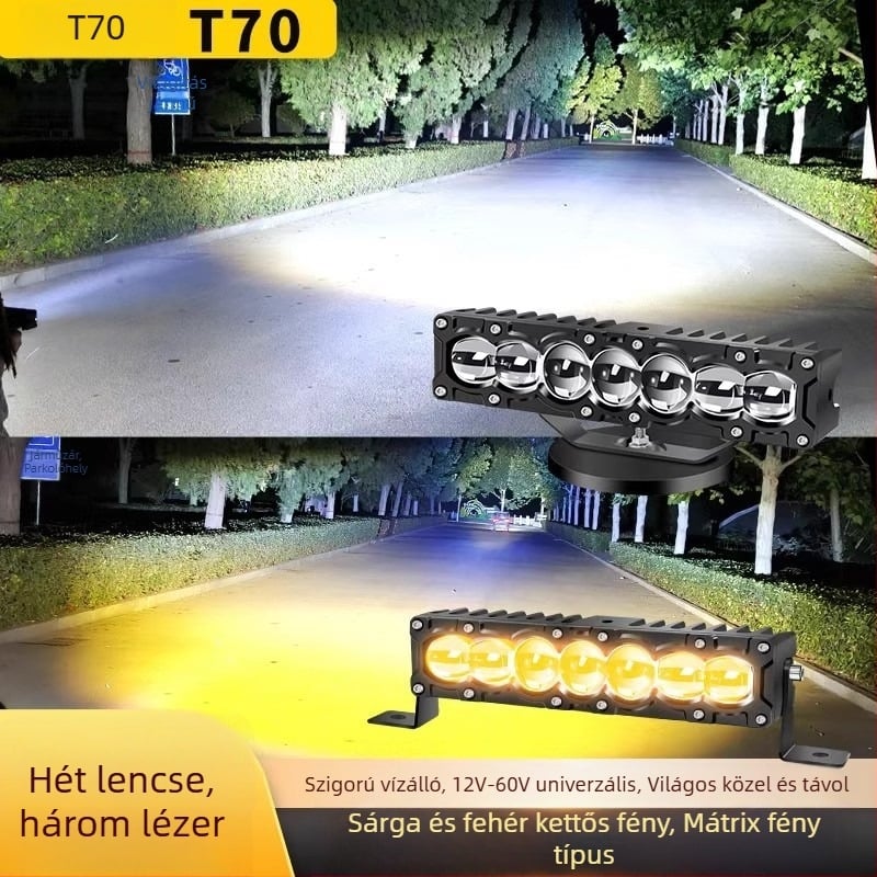 LA7 hét LED-es közvetlen fénysugárú reflektor lézerlencsével teherautókhoz, külső rács módosítás