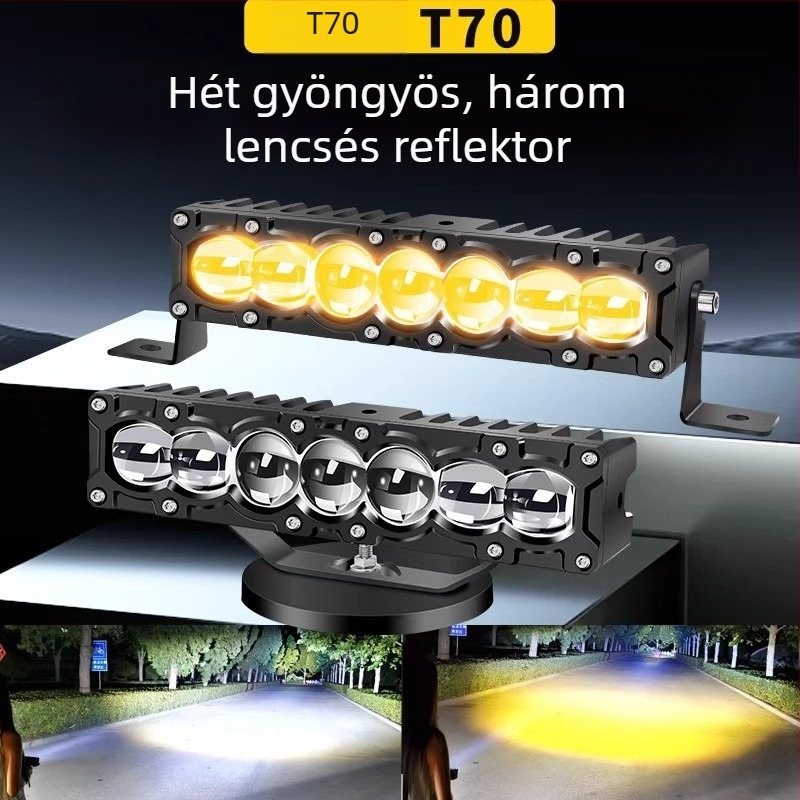 LA7 hét LED-es közvetlen fénysugárú reflektor lézerlencsével teherautókhoz, külső rács módosítás