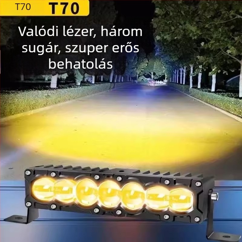 LA7 hét LED-es közvetlen fénysugárú reflektor lézerlencsével teherautókhoz, külső rács módosítás