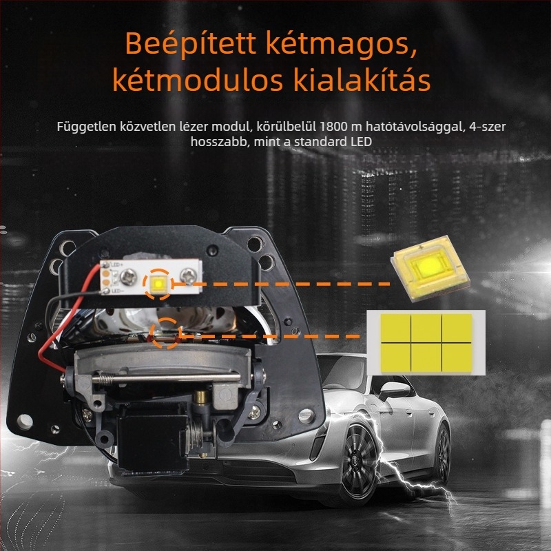 HAIZG autó LED fényszóró H5 rövid kettős fókuszú lencsével, 70W-os nagy teljesítményű lézeres közvetlen lencse