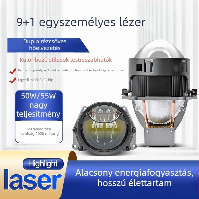 V8 3 hüvelykes autó LED kettős rézcsővel és közvetlen lézer lencsével, dupla lencsés világítás, retrofit lámpa