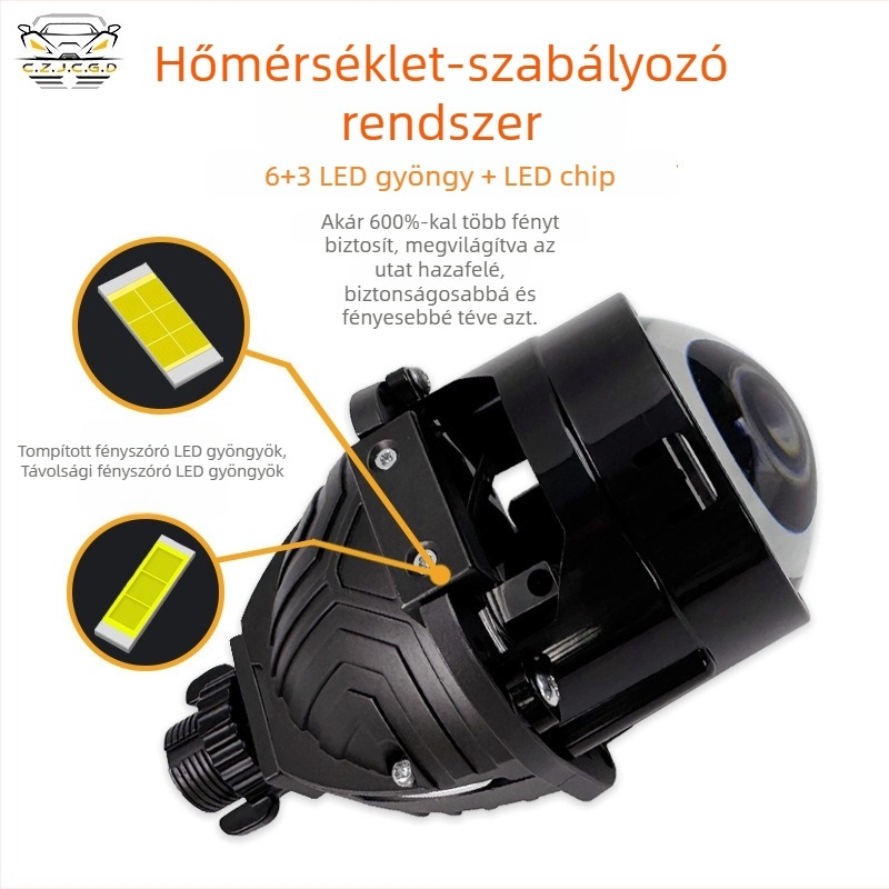Autó LED lencse, 2,5 hüvelyk, dupla lámpa pohárban, bi-optikus lencse, rövid verzió, 70W