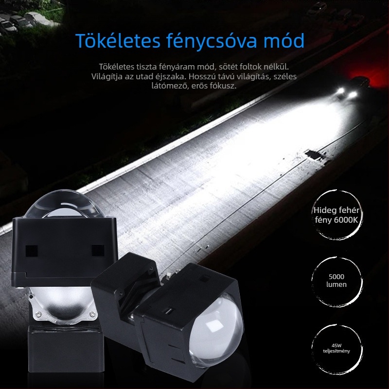 LED mátrix lencse modul autó/motorhoz — alumínium kivitel, IP68, 12 V, 5555 lm, élettartam 50 000 óra