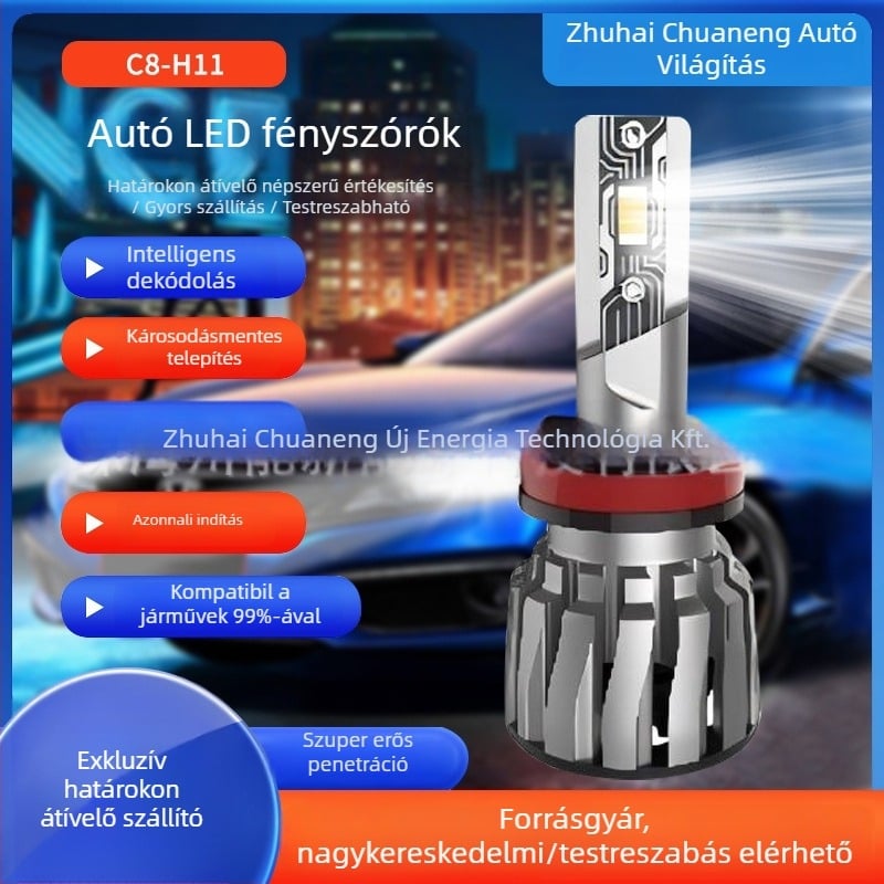 Autó LED fényszóró C8-H11 – 26W, DC9-32V, 5600 lm, IP65