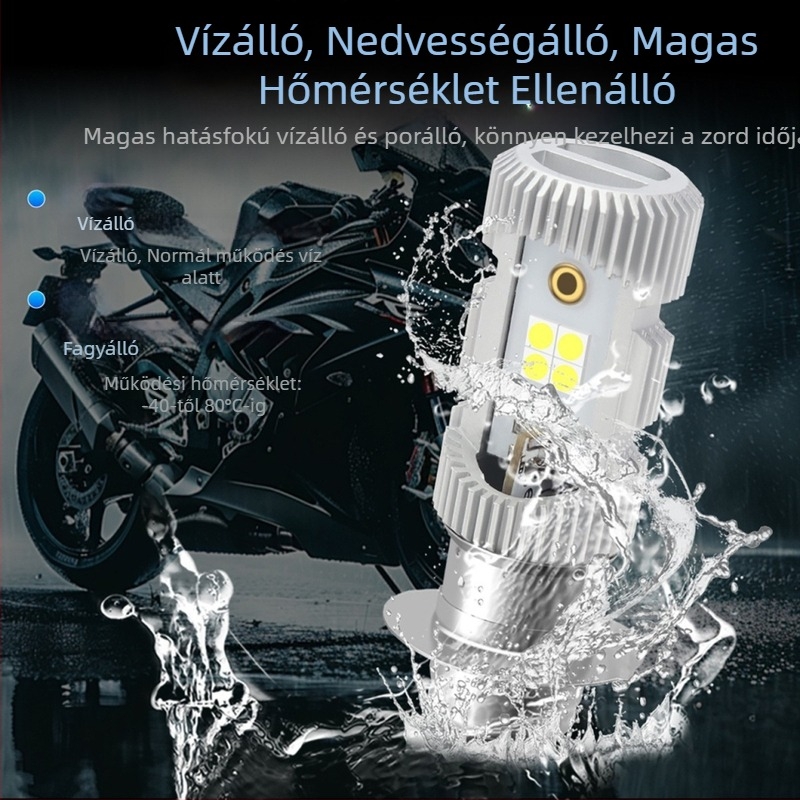 Motorkerékpár LED fényszóró optikai lencsével, 11W, 12-80V, 1320lm, alumínium ház