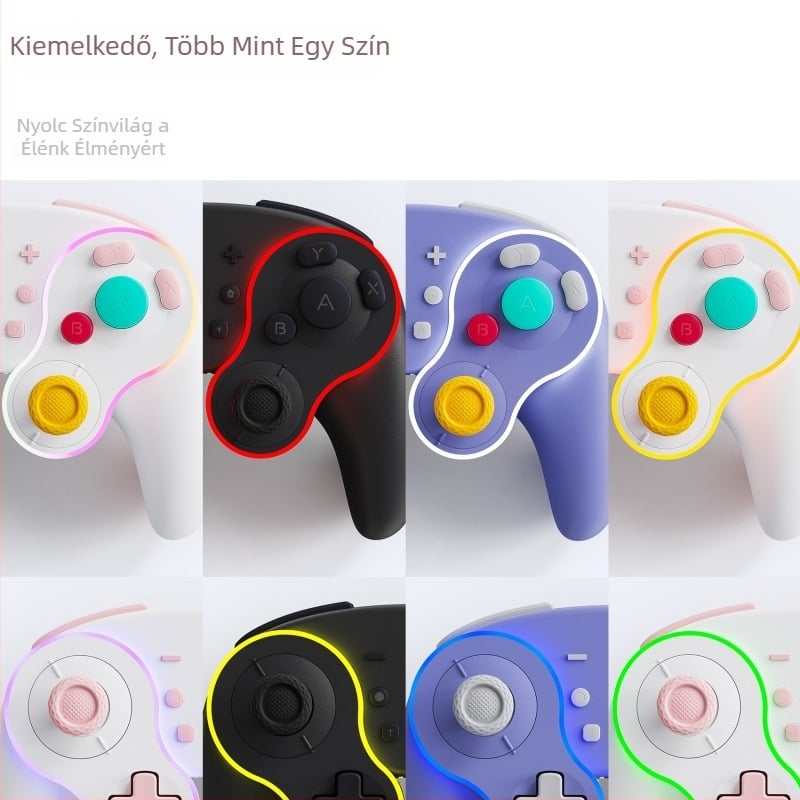 Játékvezérlő vezeték nélküli töltőbázissal és mechanikus gombokkal, Bluetooth, kompatibil Switch, PC, Android és tabletával, rezgés