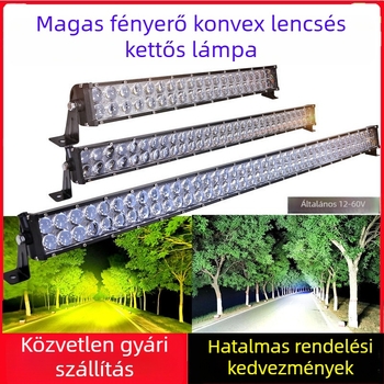 Két soros LED reflektor autókhoz és terepjárókhoz, domború lencsékkel, 120W, 12-60V, vízálló