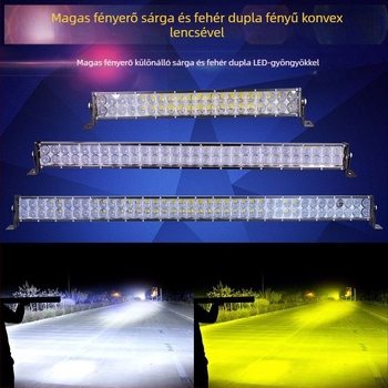 Két soros LED reflektor autókhoz és terepjárókhoz, domború lencsékkel, 120W, 12-60V, vízálló