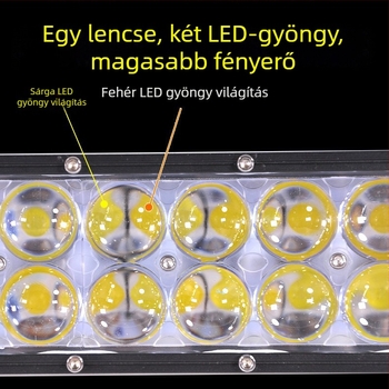 Két soros LED reflektor autókhoz és terepjárókhoz, domború lencsékkel, 120W, 12-60V, vízálló