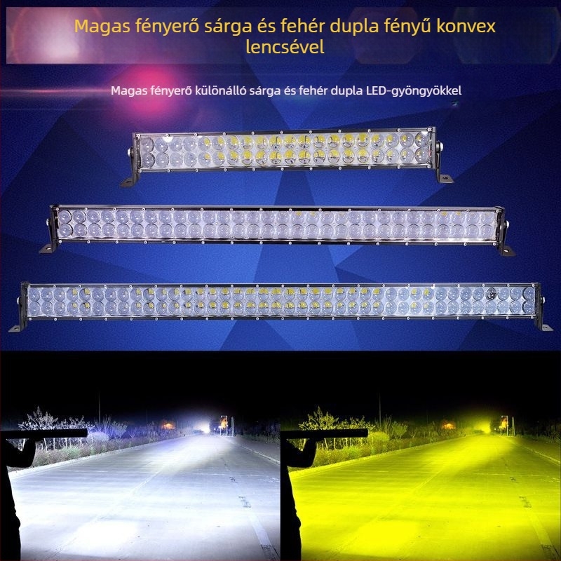 Két soros LED reflektor autókhoz és terepjárókhoz, domború lencsékkel, 120W, 12-60V, vízálló