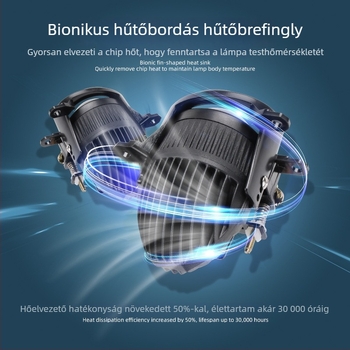 Autó ködfényszóró kettős fénnyel és átlátszó lencsével – LED, 12V, 5500LM, IP68, alumíniumötvözet